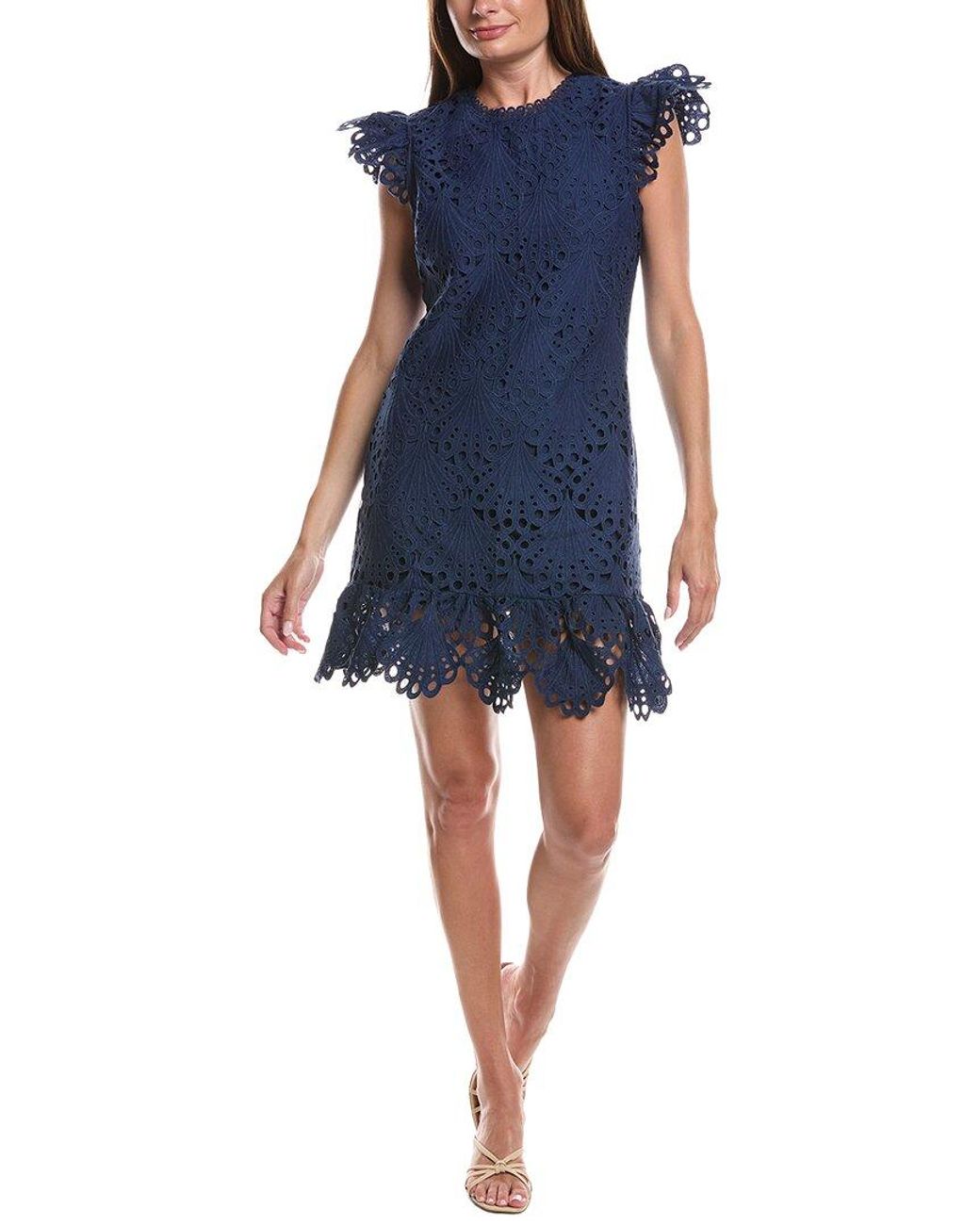 LAYERED WITH LOVE Blue Embroidered Mini Dress