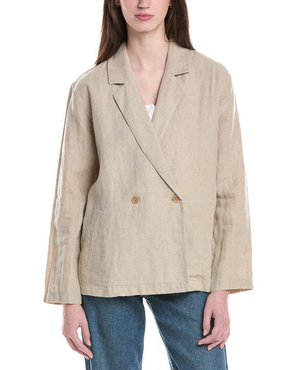 Eileen Fisher Natural Notch Collar Linen Blazer