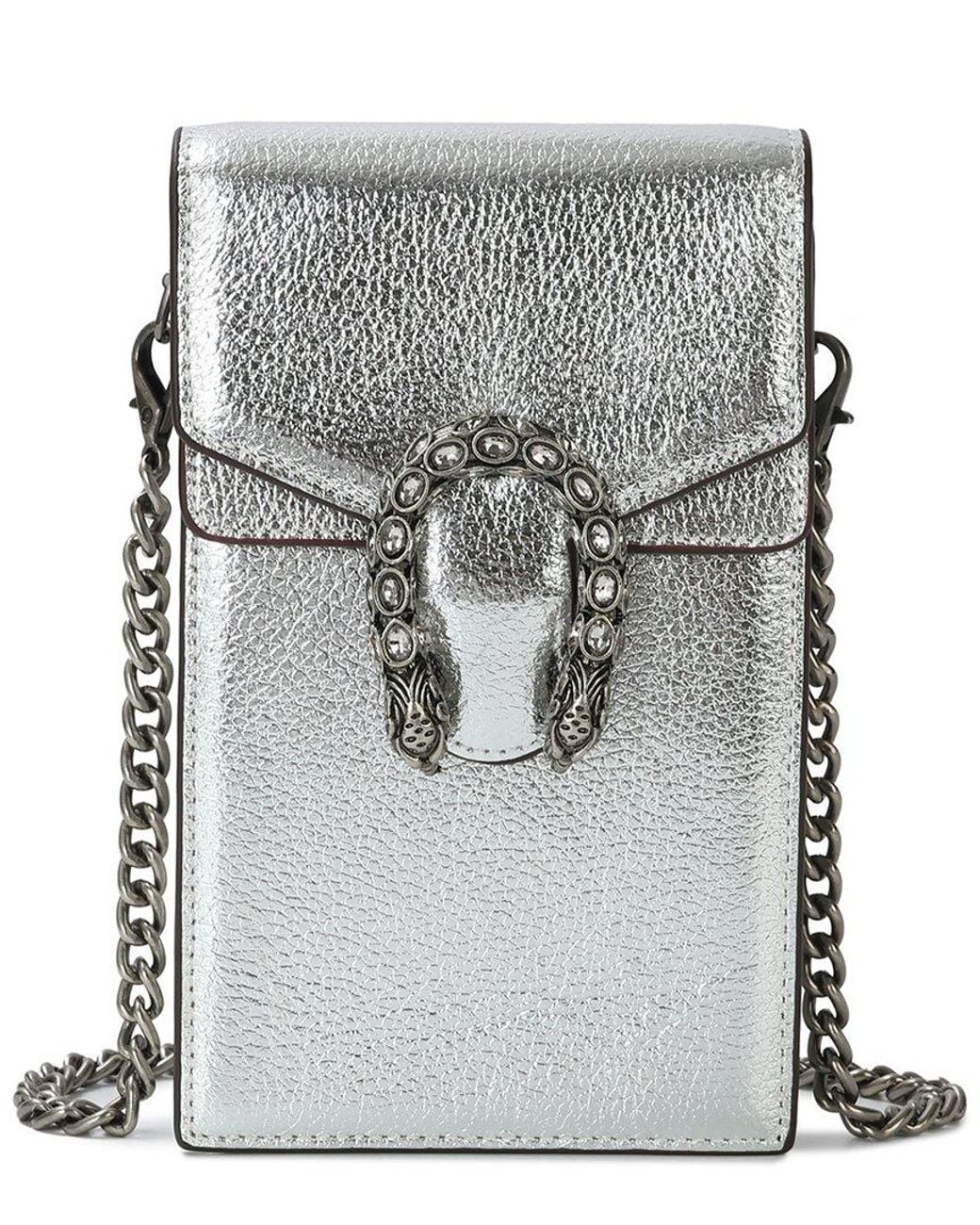 Tiffany & Fred Paris Gray Full-Grain Leather Crossbody