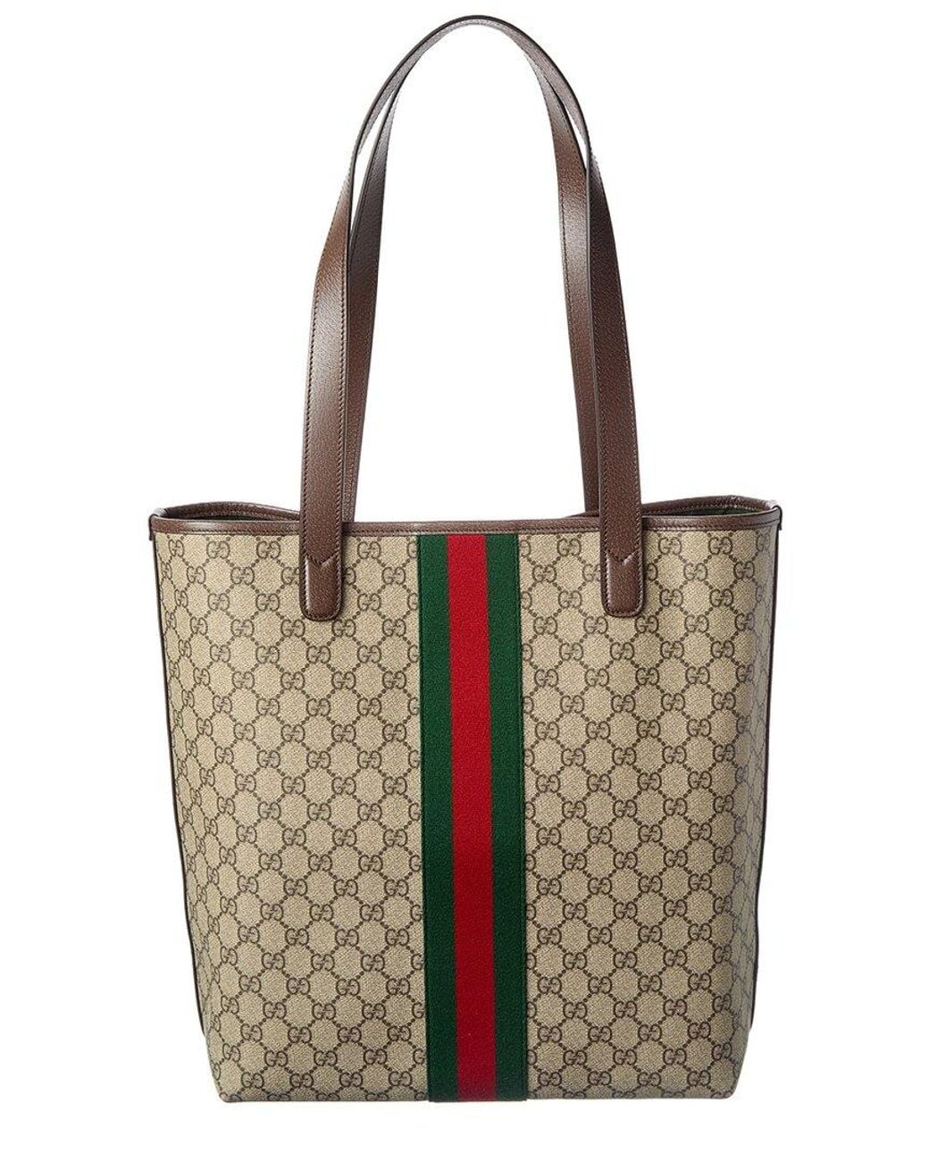 Gucci White Ophidia Medium Gg Supreme Canvas & Leather Tote for men