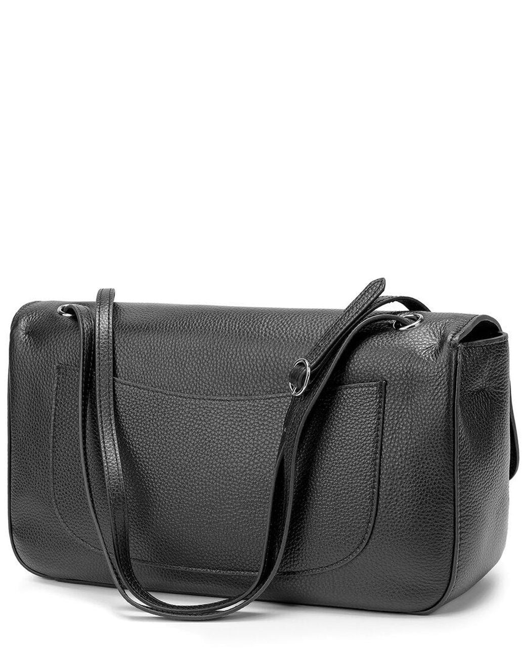 Tiffany & Fred Paris Black Premium Pebbled Leather Turnlock Shoulder Bag
