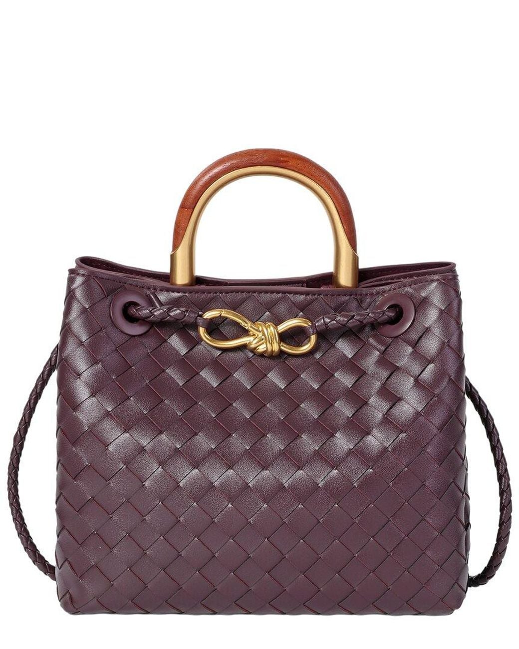 Tiffany & Fred Paris Purple Handwoven Mini Leather Tote