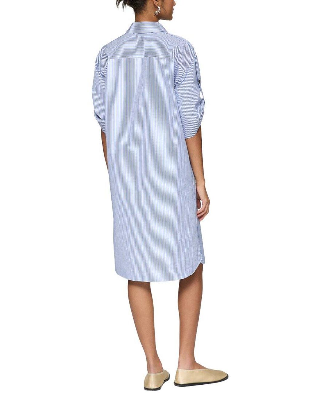 Lafayette 148 New York Blue Petite Tab Sleeve Popover Dress