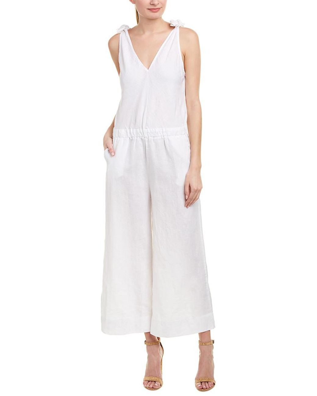 4our Dreamers Linen Jumpsuit in White 