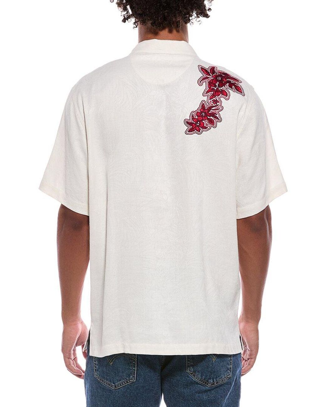 Tommy Bahama White Hibiscus Vibrations Silk Camp Shirt for men