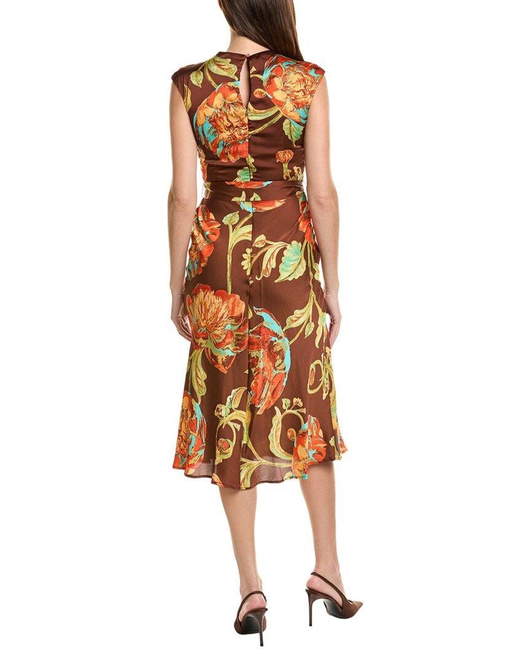 Tahari Brown Sleeveless Midi Dress
