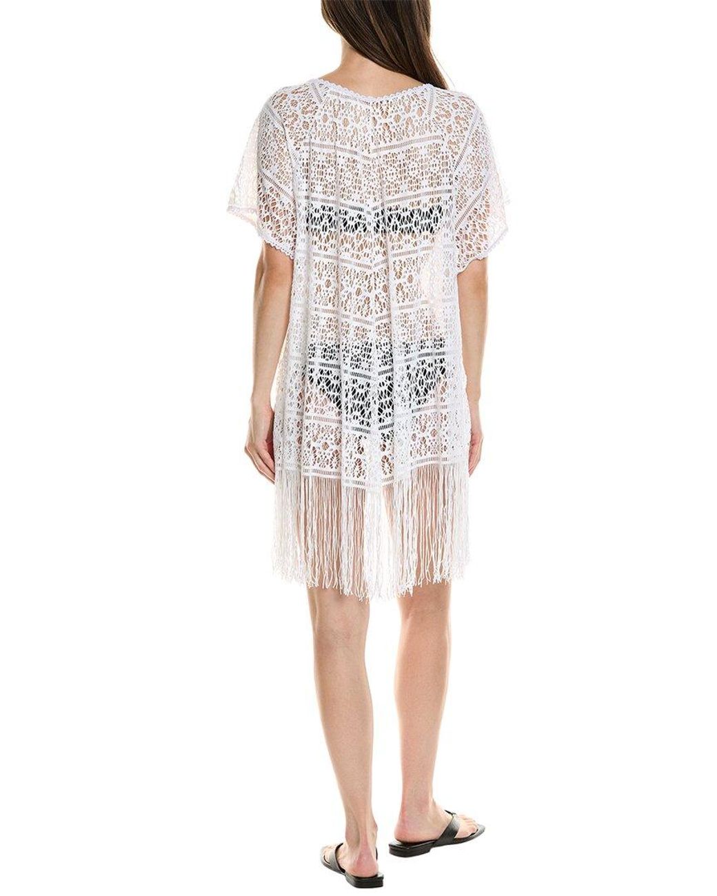 Saha White Crochet Fringe Cover-Up