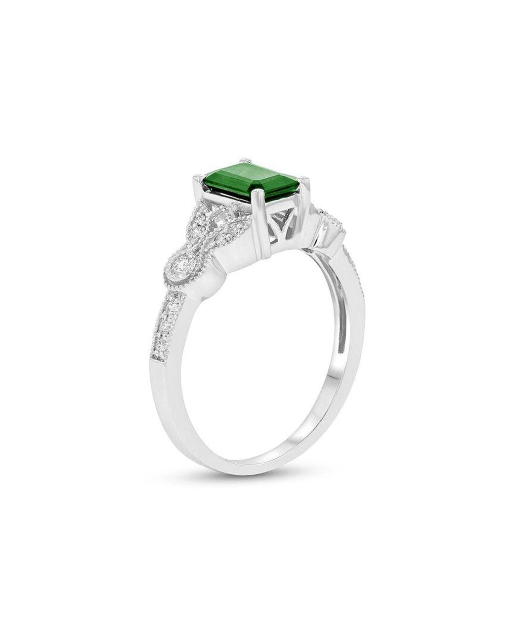 LEVARON Green 14K 0.15 Ct. Tw. Diamond & Emerald Cocktail Ring