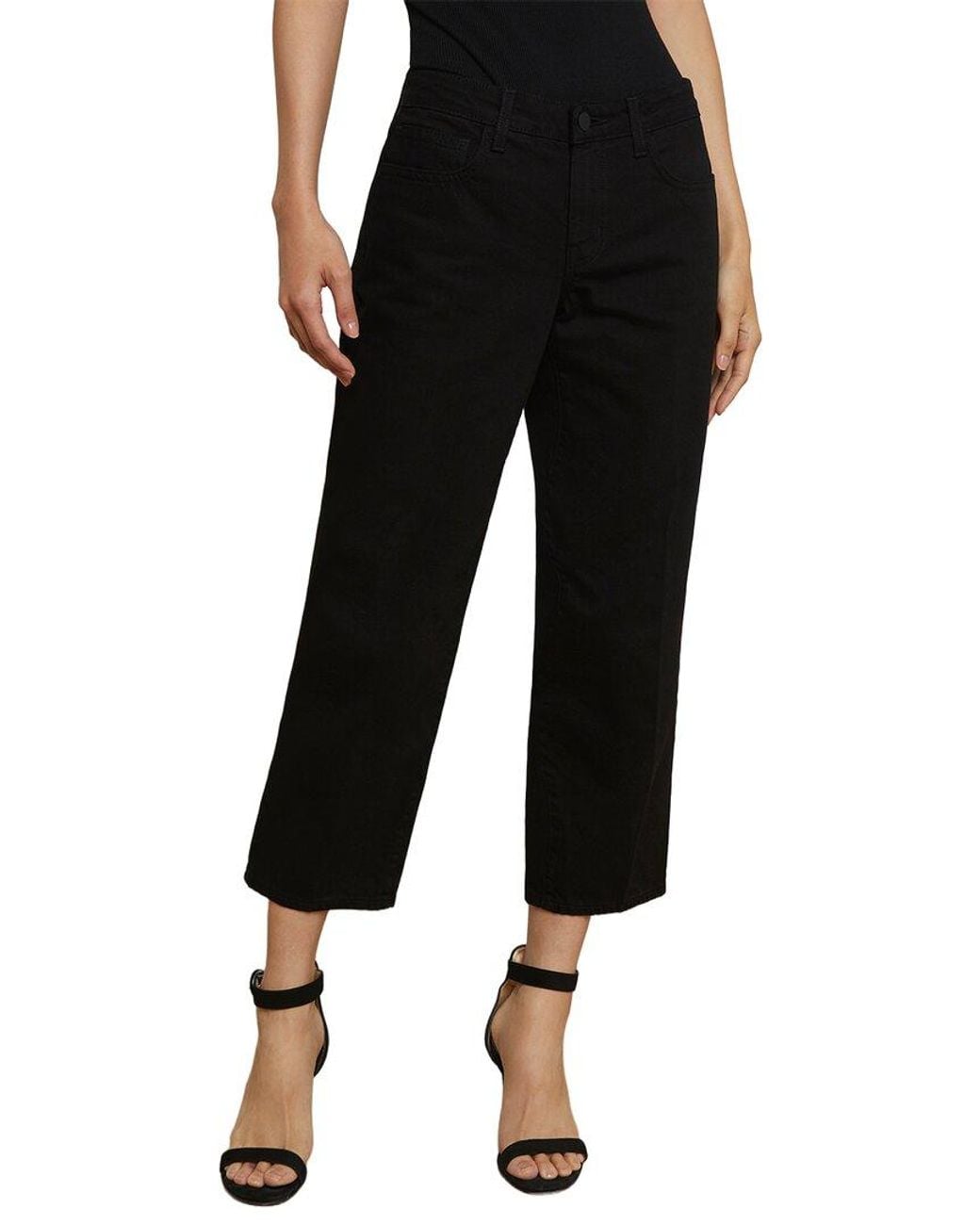 L'Agence Black Blaine Low-Rise Crop Stovepipe Jean