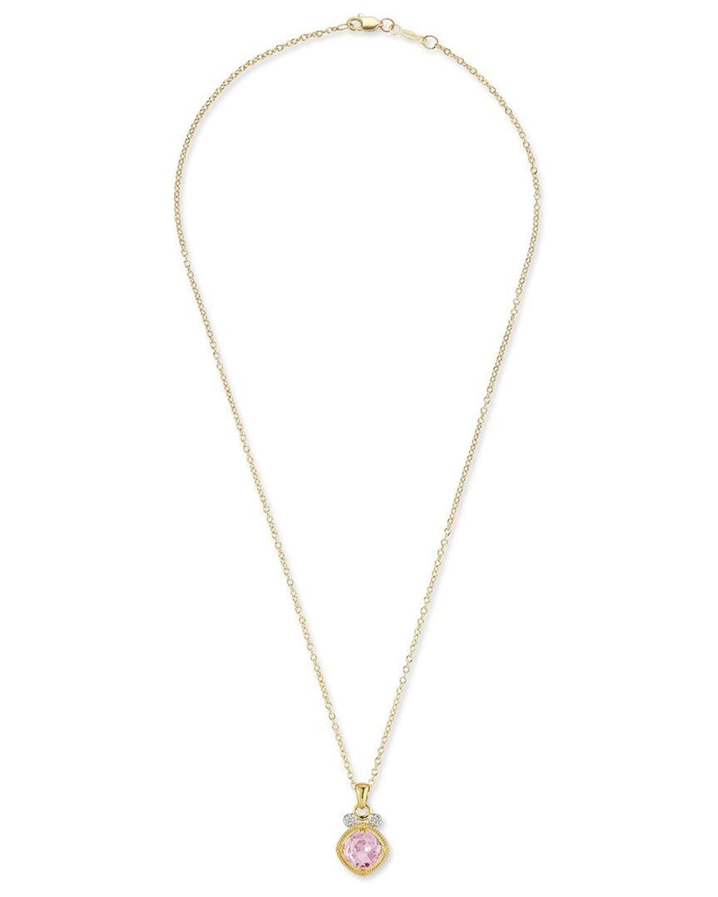 Reiss Metallic 14K 2.07 Ct. Tw. Diamond & Rose Quartz Necklace