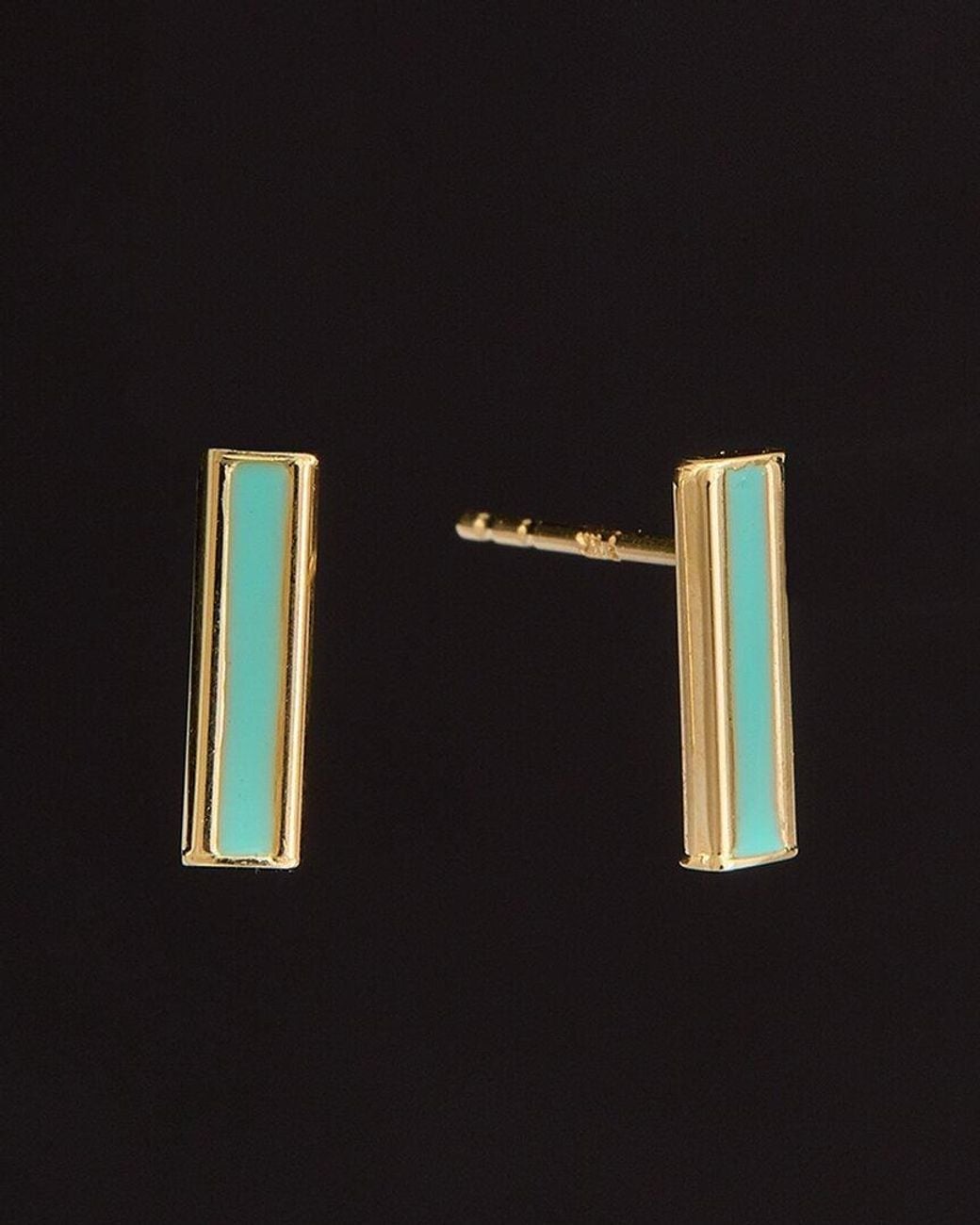 Italian Gold Black 14k Bar Studs