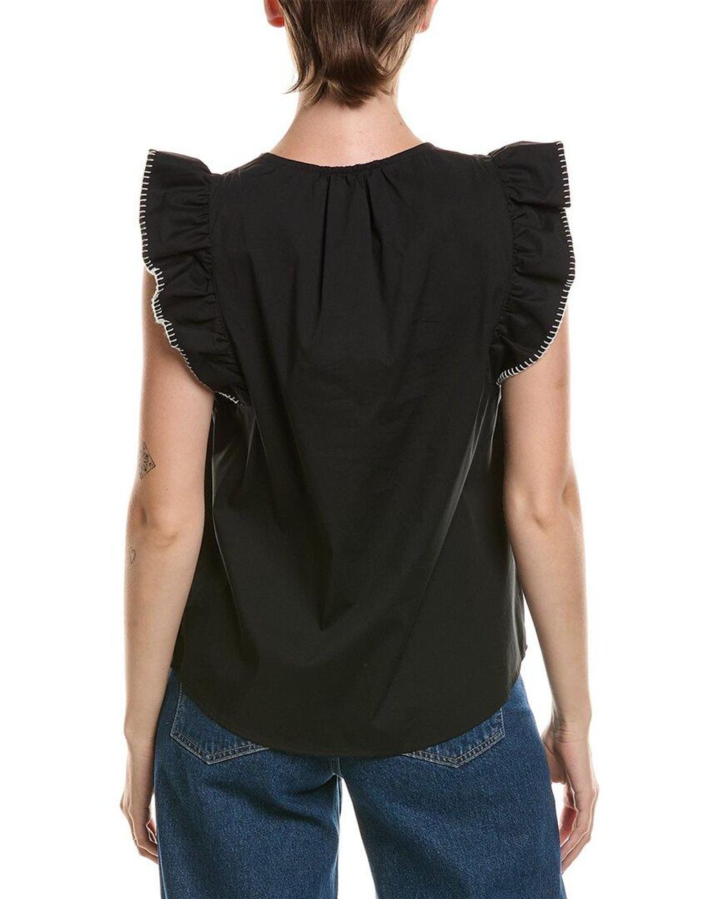 Anne Klein Black Flutter Sleeve Top