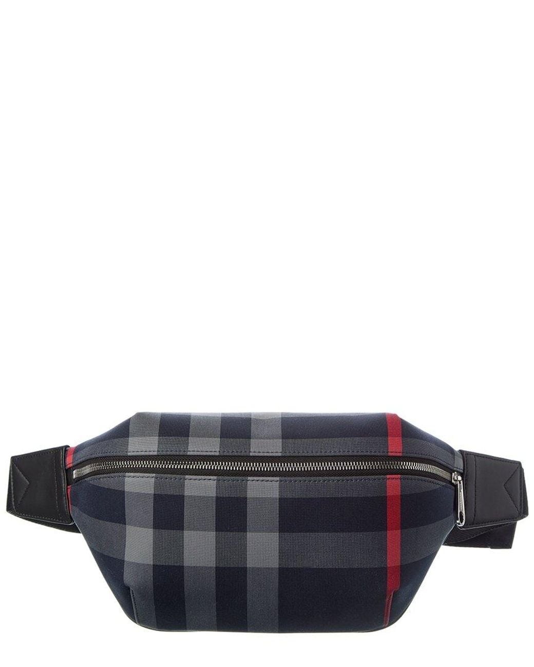 Burberry Gray Check Canvas Belt Bag for men