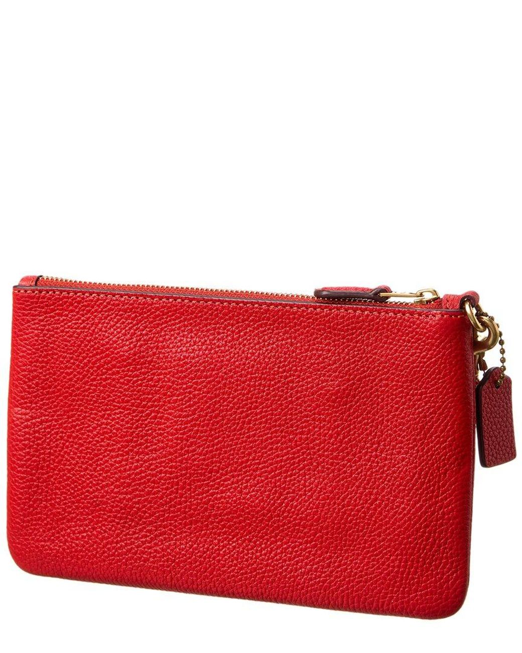 COACH Kacey Colorblock Red Apple Pebbled Leather Top Zip Satchel Handb