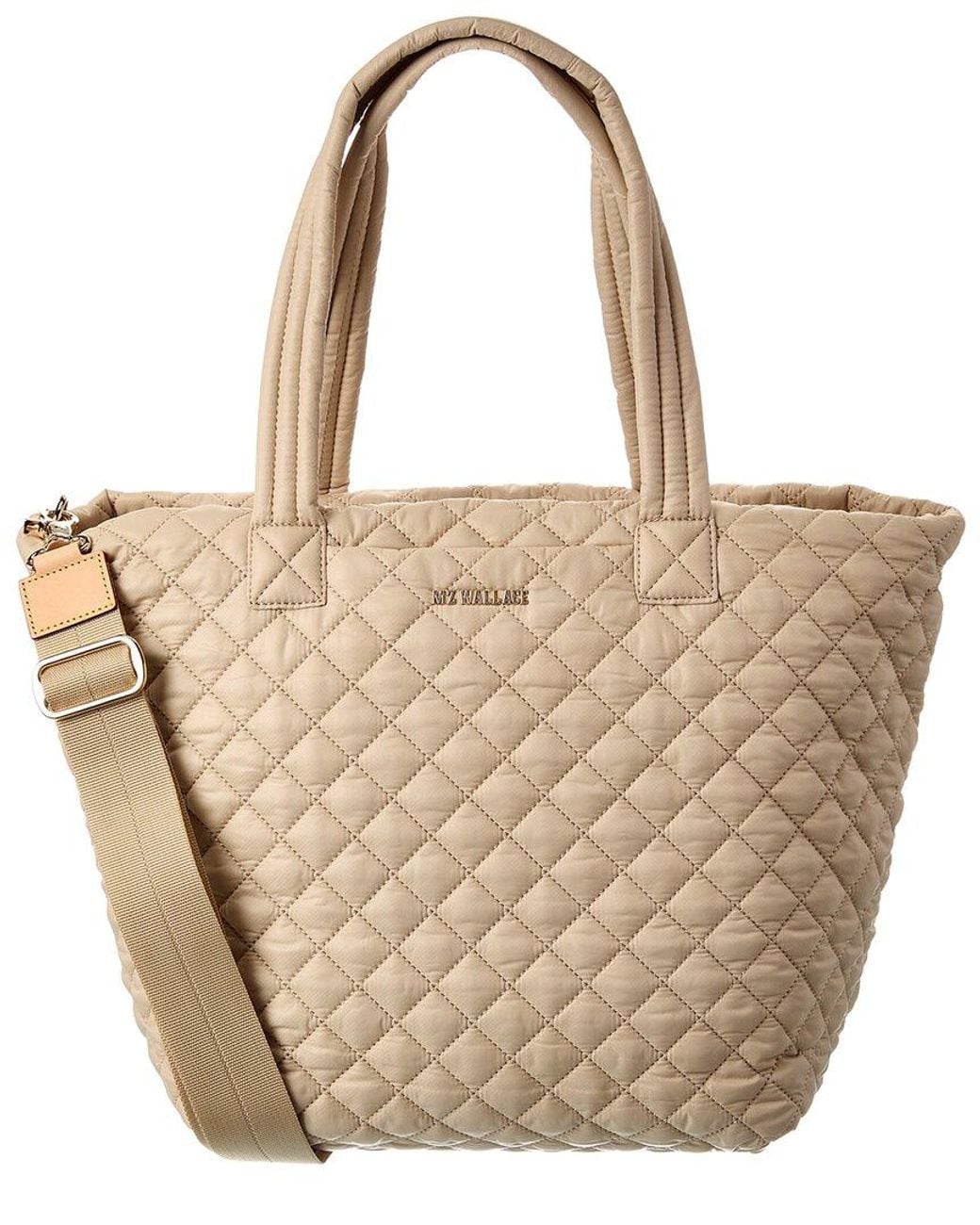 MZ Wallace Natural Medium Metro Nylon & Leather Tote Deluxe
