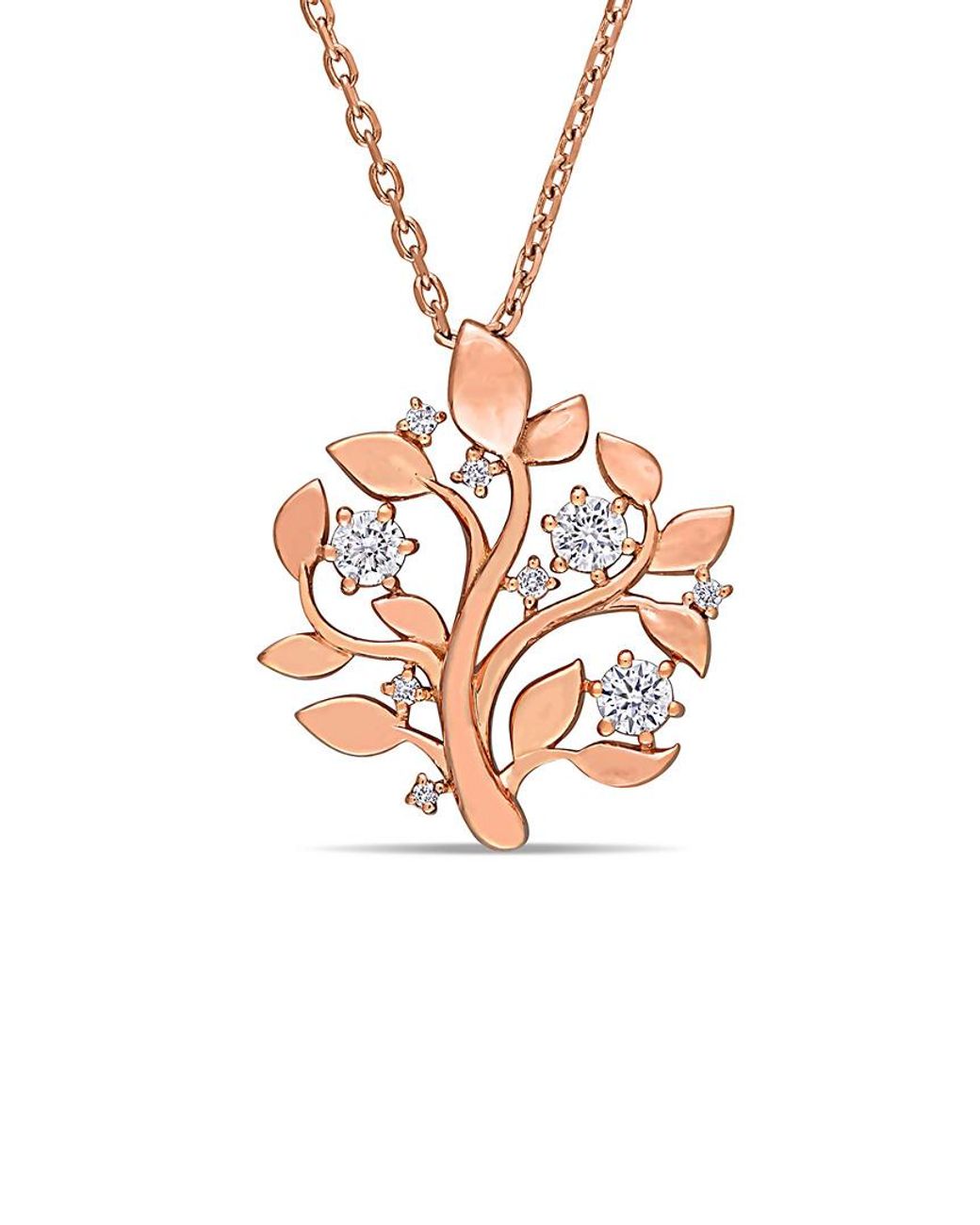 Diamond Select Cuts White 14K Rose 0.21 Ct. Tw. Diamond Necklace