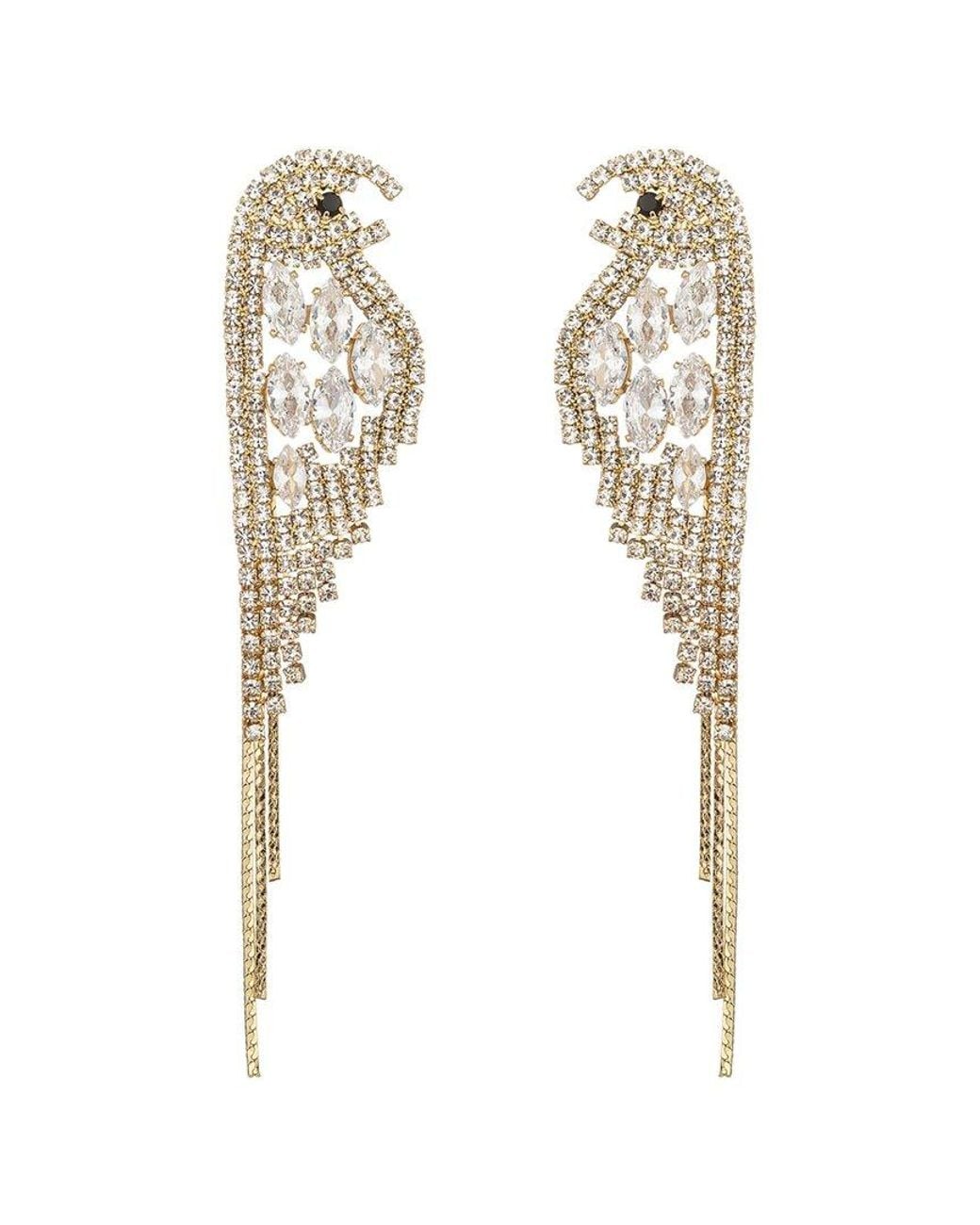 Eye Candy LA White Cz Scarlett Parakeet Dangle Earrings