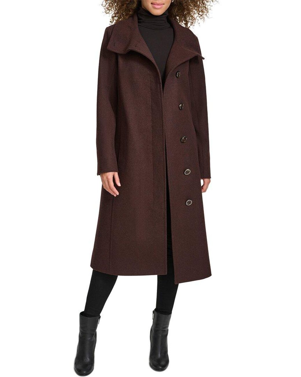 Kenneth Cole Brown Wool-Blend Coat
