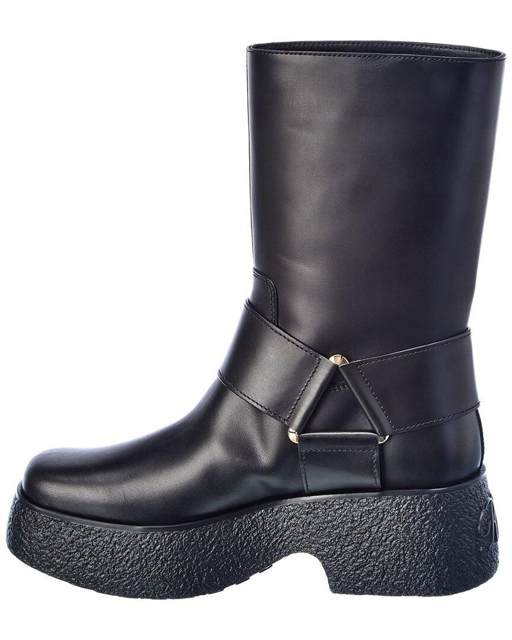 Roger Vivier Blue Viv Rangers Leather Platform Boot