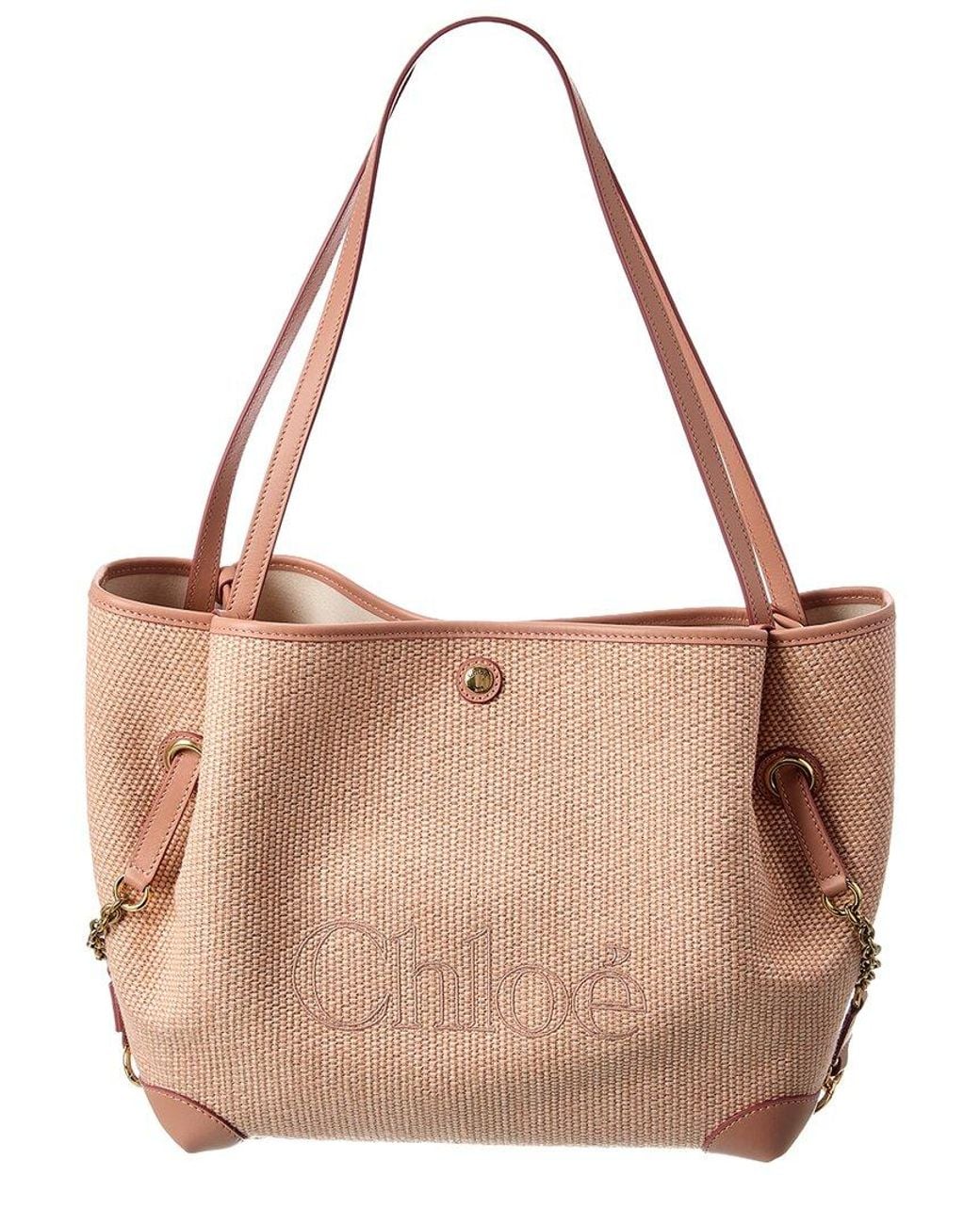 Chloé Brown Clover Double Carry Leather-Trim Tote