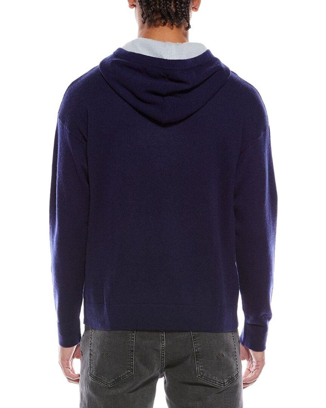 Brodie Cashmere Blue Classic Wool & Cashmere-Blend Hoodie for men