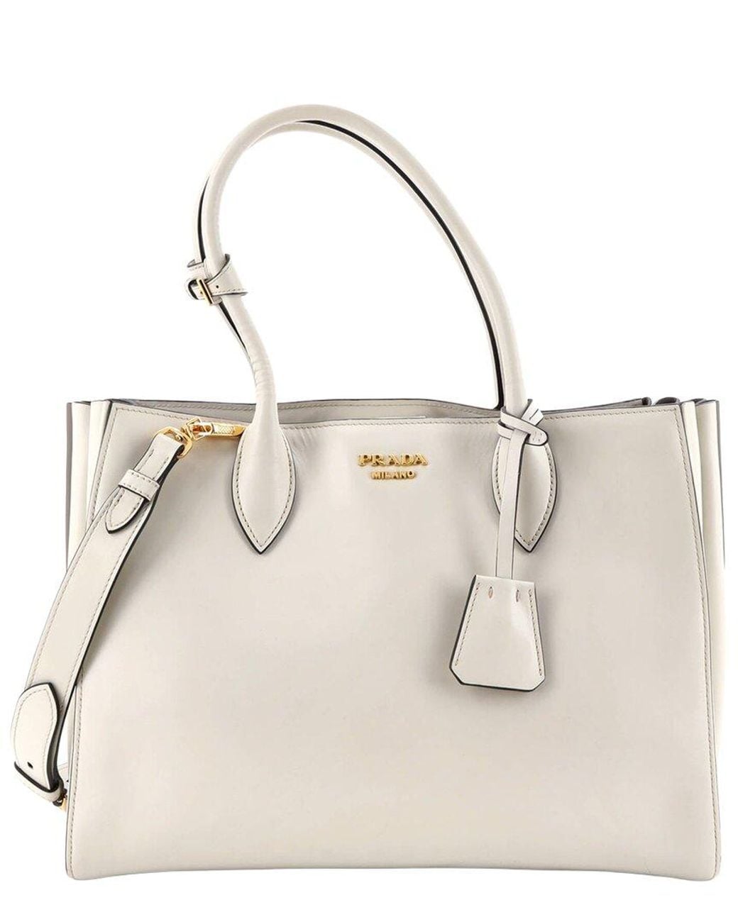 Prada Natural City Calfskin Soft Bibliotheque Tote Medium (Authentic Pre-Loved)