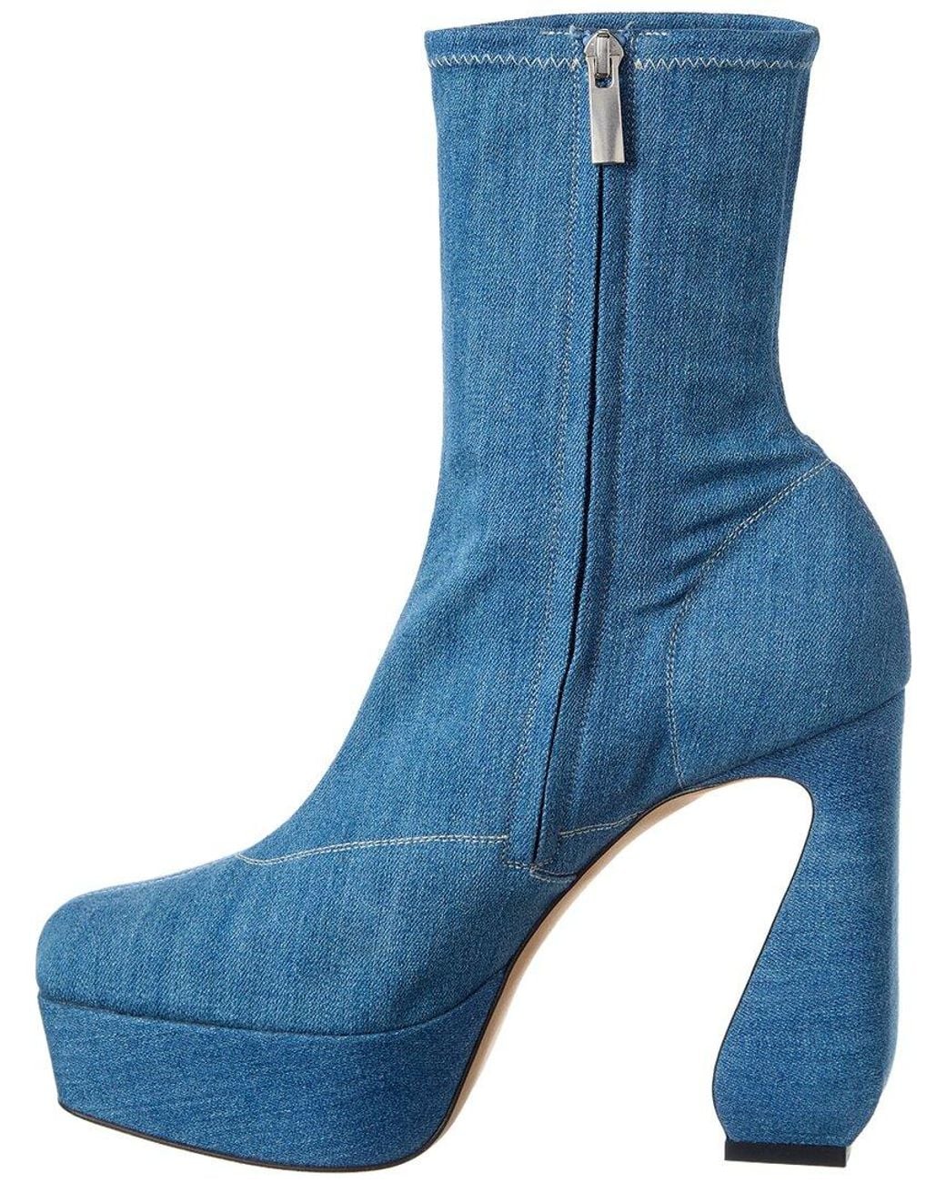 Sergio Rossi Blue 80 Denim Platform Bootie