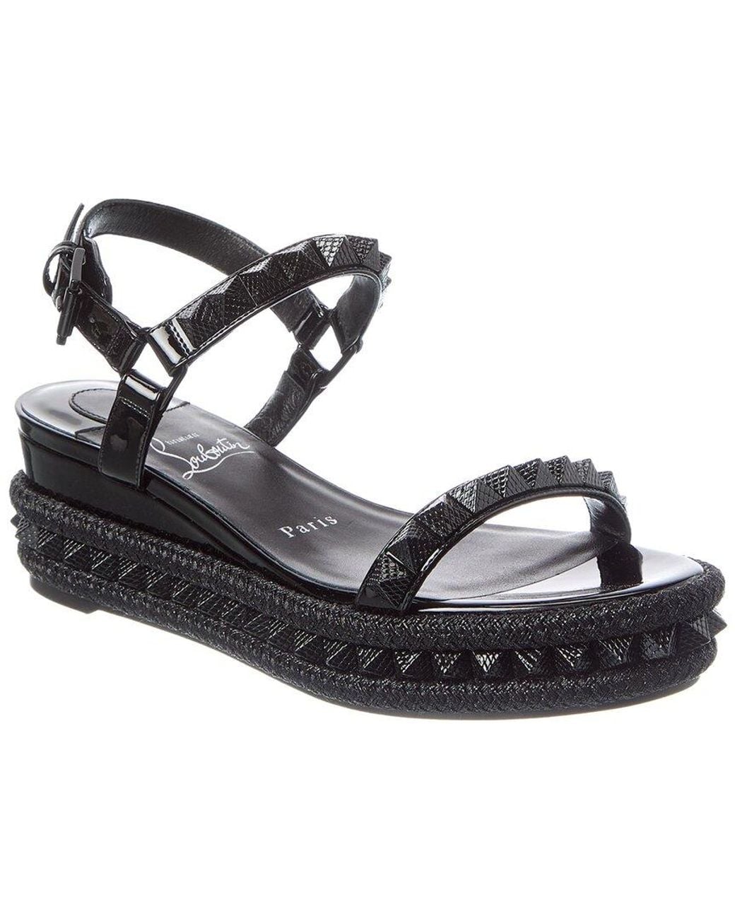 Christian Louboutin Metallic Logo Spike Leather Sandal