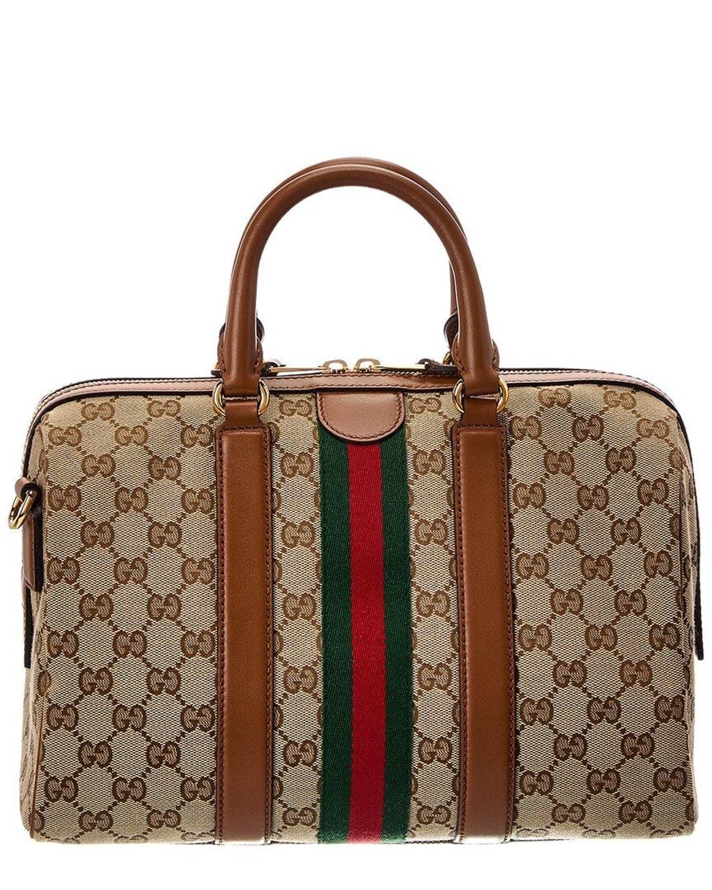 Gucci Brown Ophidia Medium Canvas & Leather Satchel