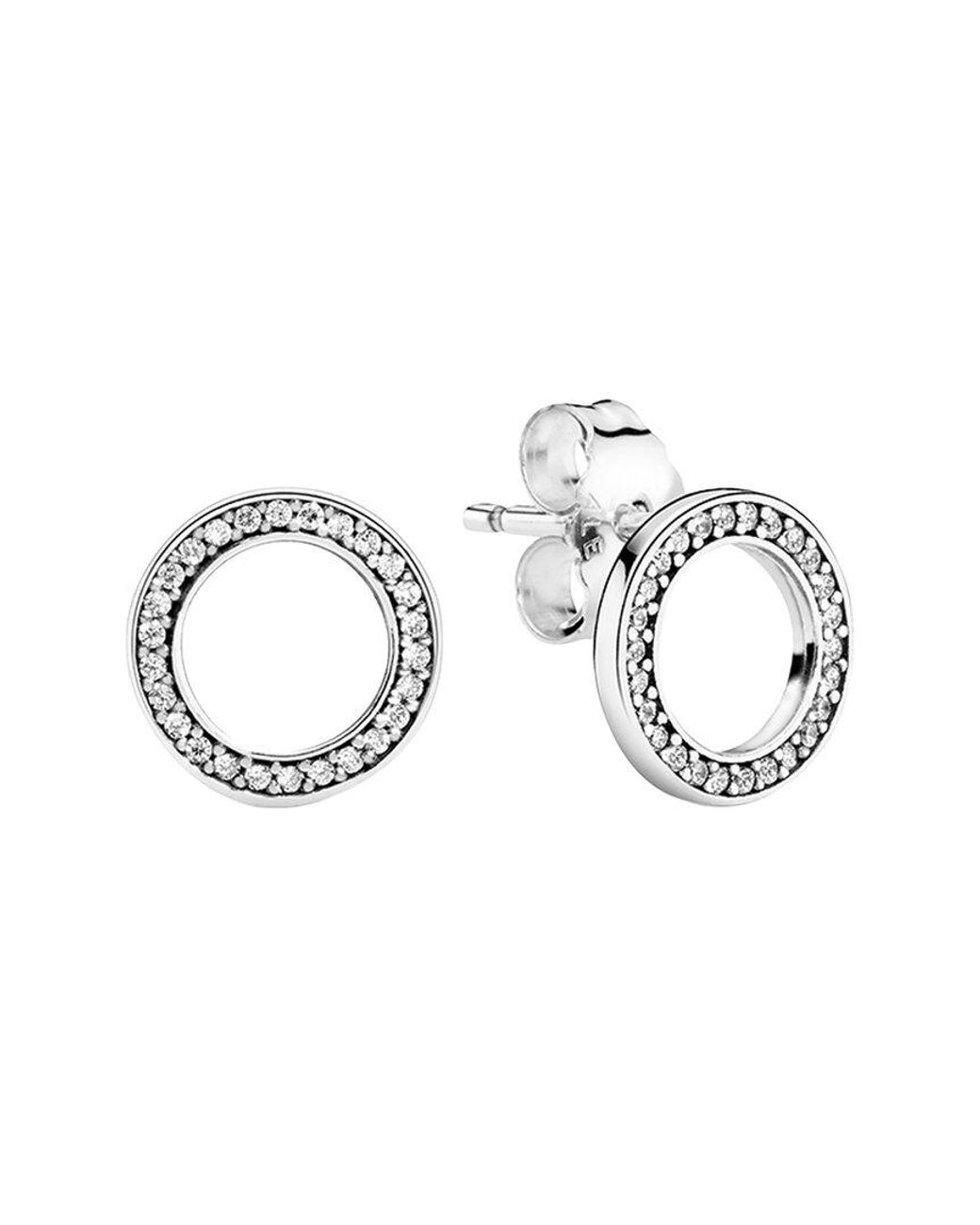 Pandora Metallic Signature Cz Sparkling Circle Stud Earrings
