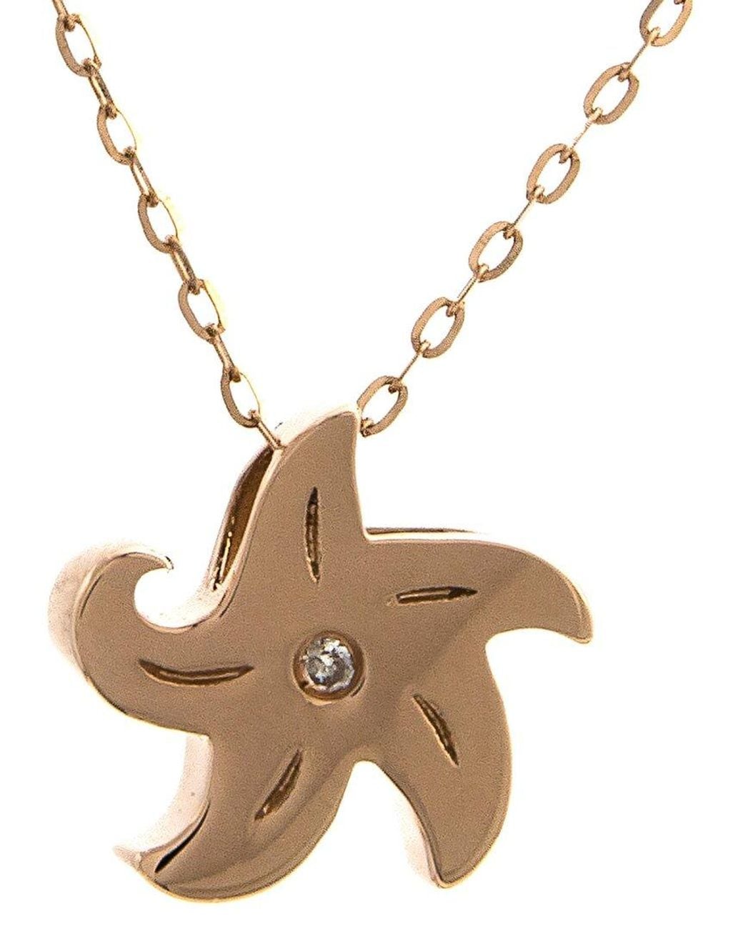 Diamond Select Cuts Metallic 0.01 Ct. Tw. Diamond 14K Rose Necklace