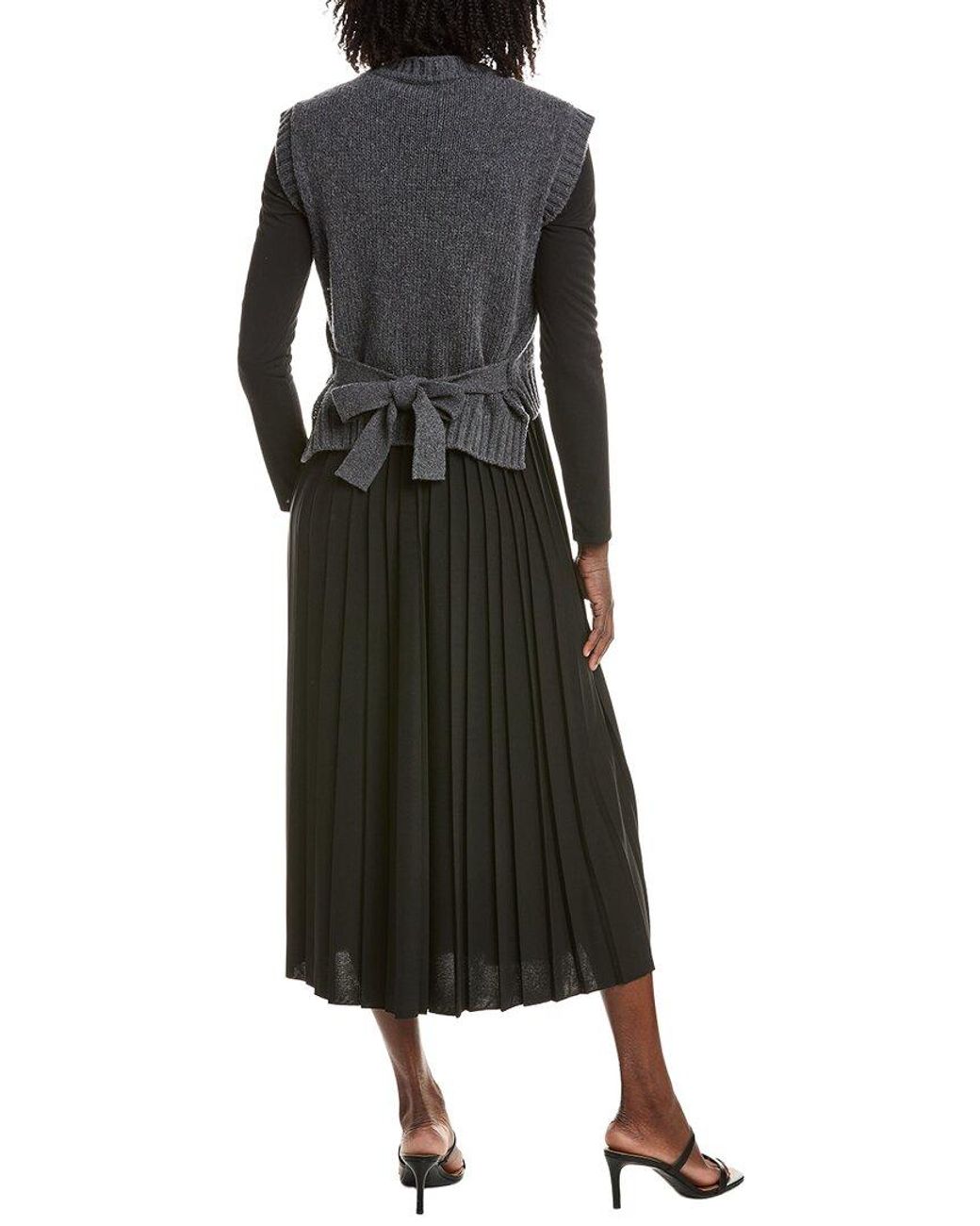 Max Mara Black Weekend Ebro Twofer Wool Midi Dress