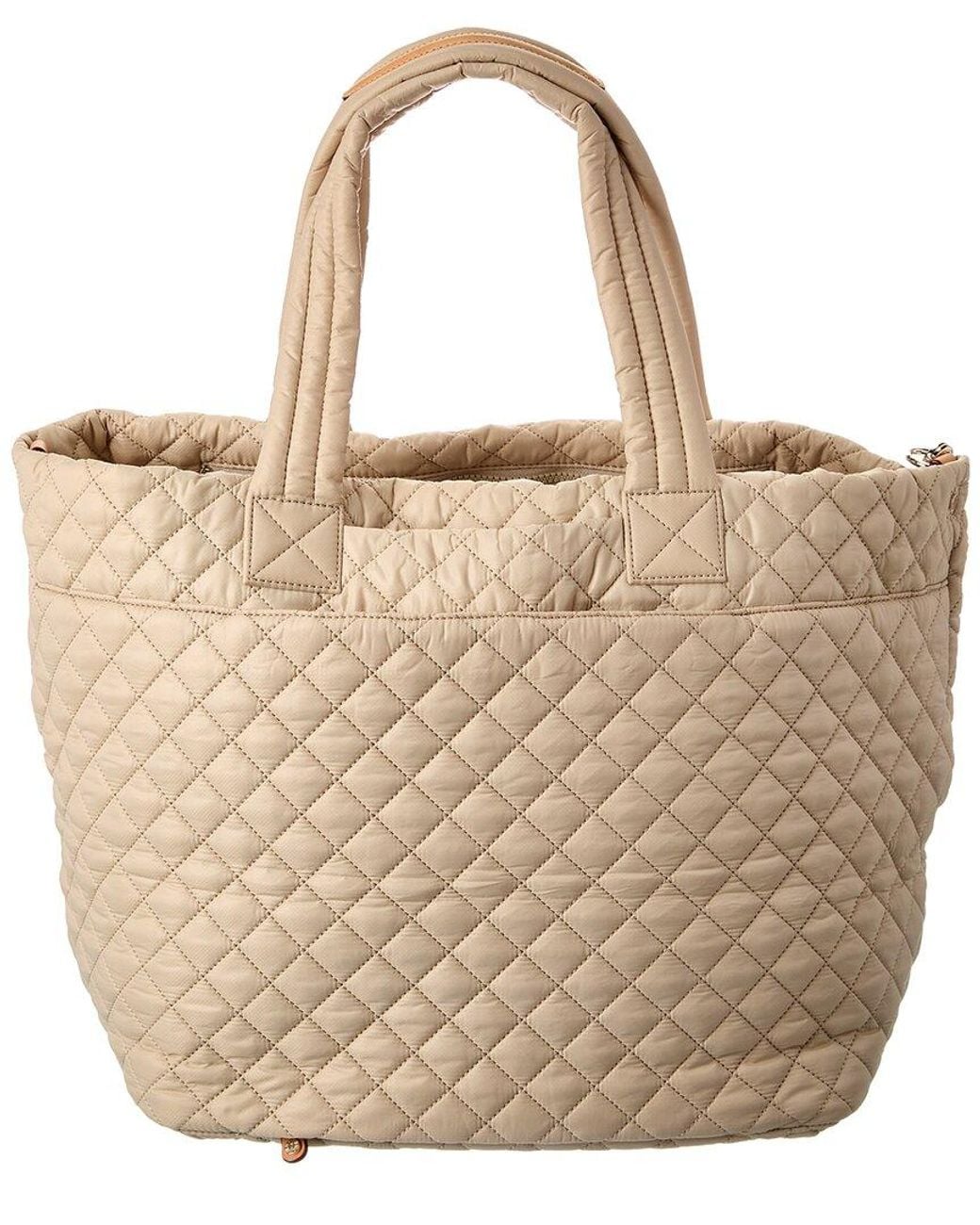 MZ Wallace Natural Large Metro Nylon & Leather Tote Deluxe