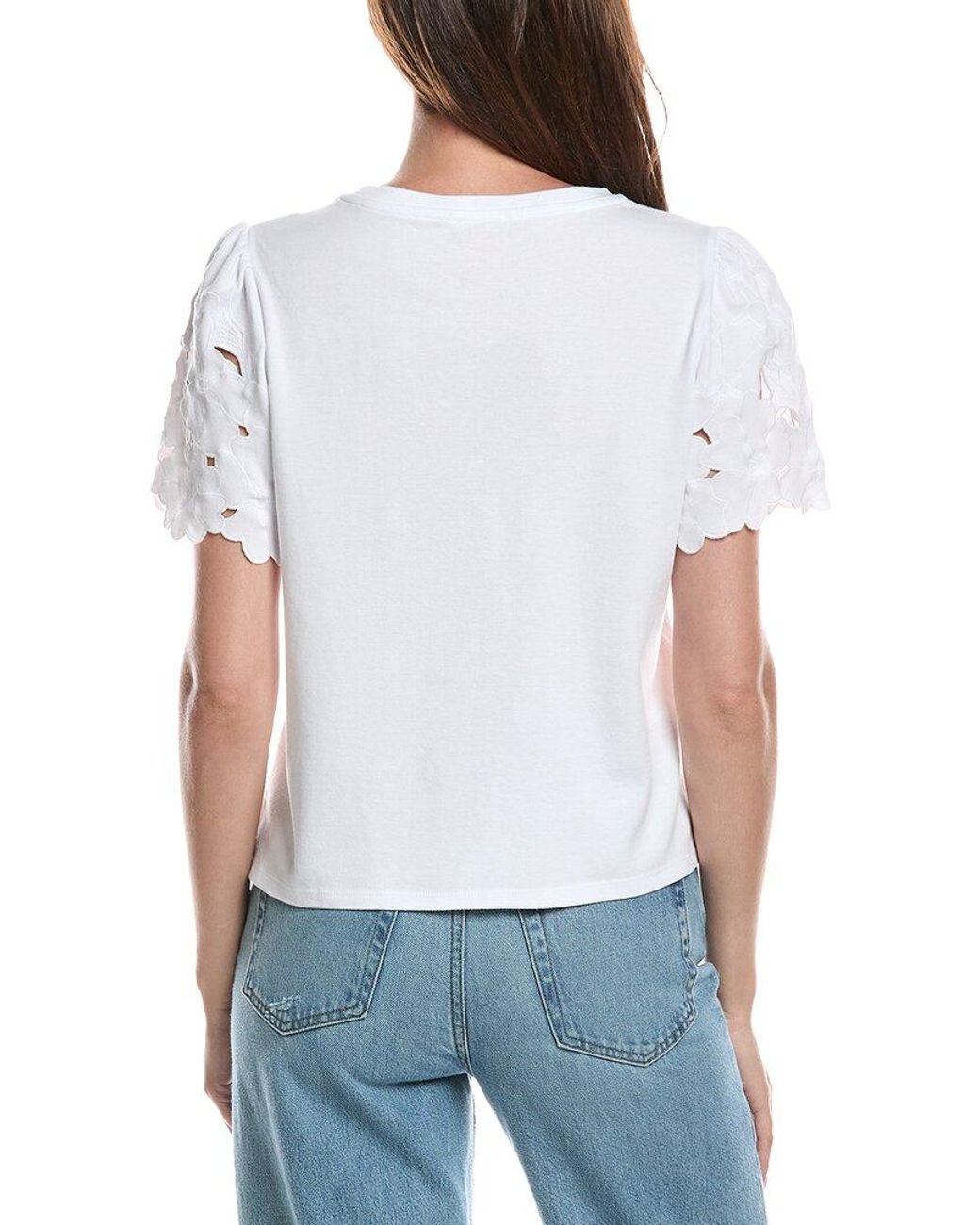 Vince Camuto White Embroidered T-Shirt