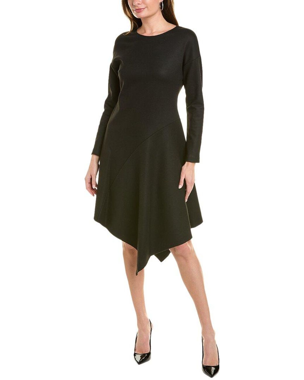 Natori Black Double Jersey Midi Dress