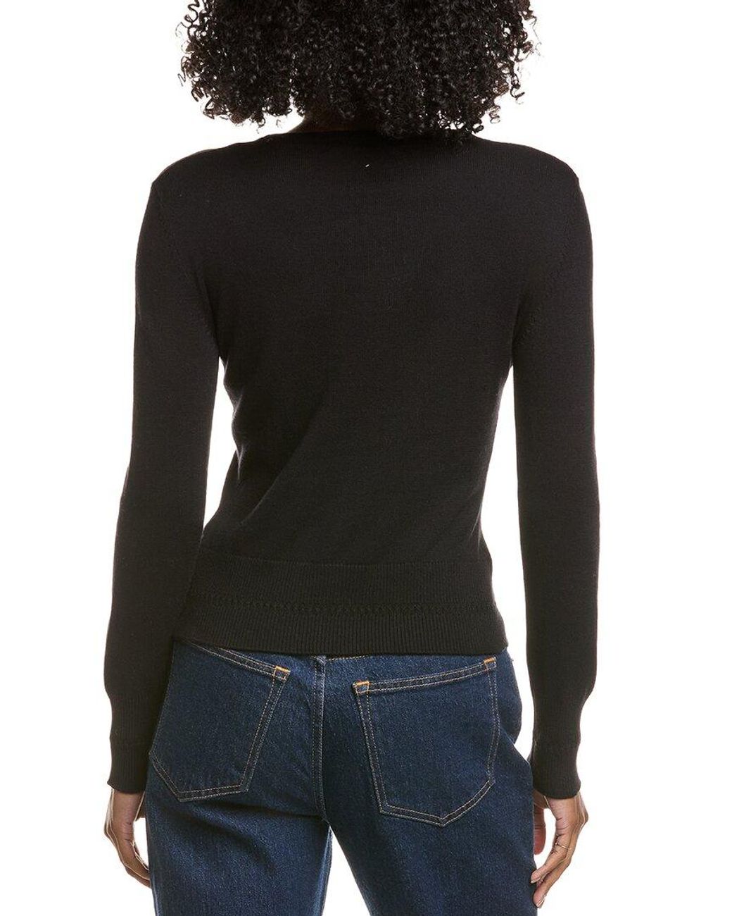 Hannah Rose Black Classic Button Cashmere-Blend Cardigan