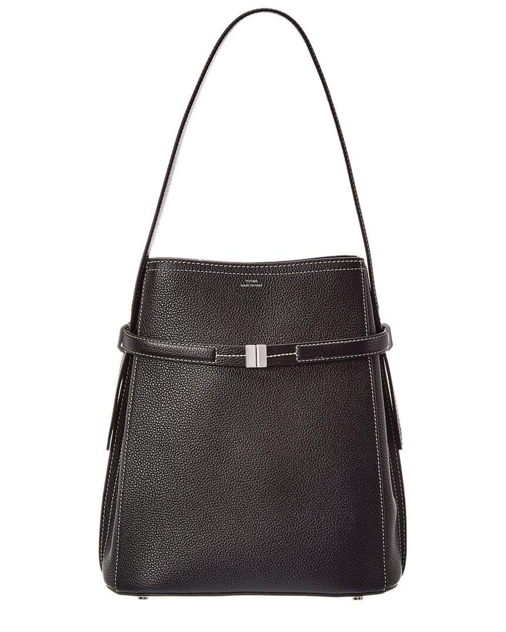 Totême Black Belted Leather Bucket Bag
