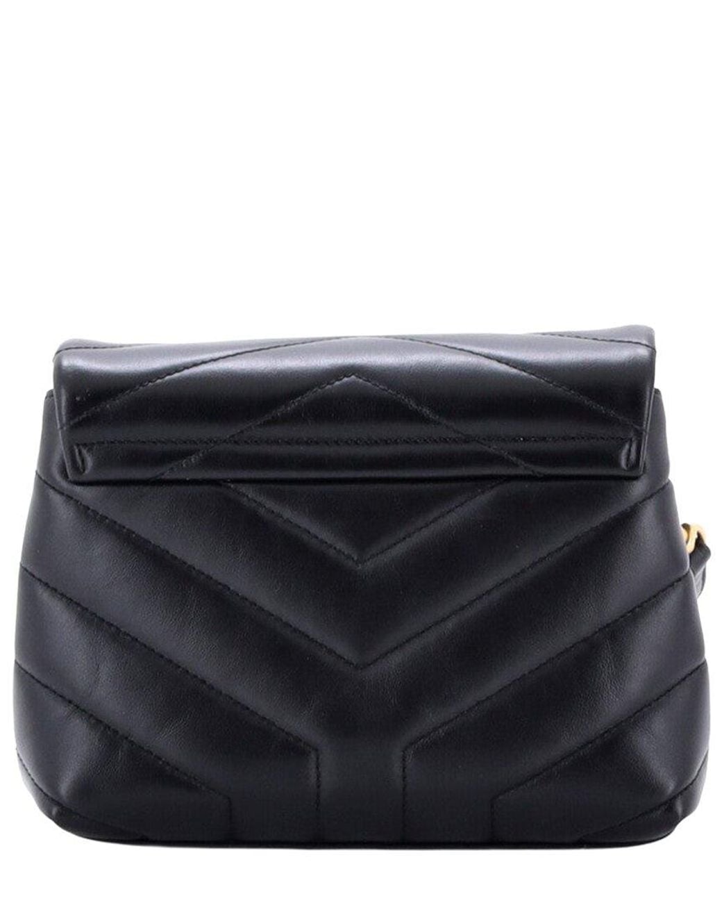 Saint Laurent Black Matelasse Chevron Leather Loulou Shoulder Bag Toy (Authentic Pre-Loved)