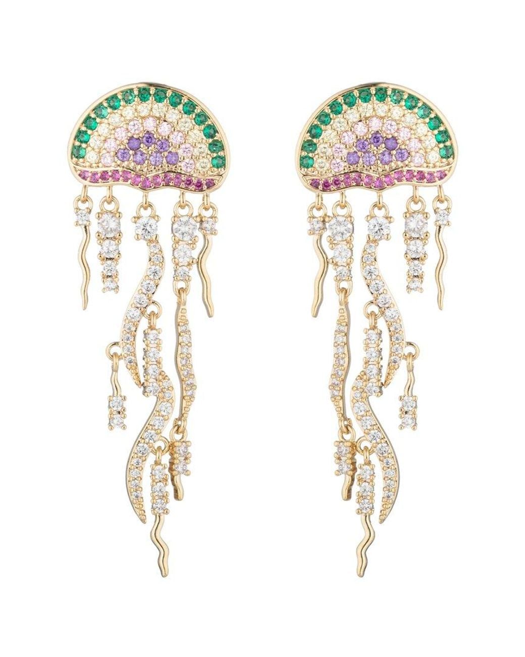 Eye Candy LA White Cz Jellyfish Drop Earrings