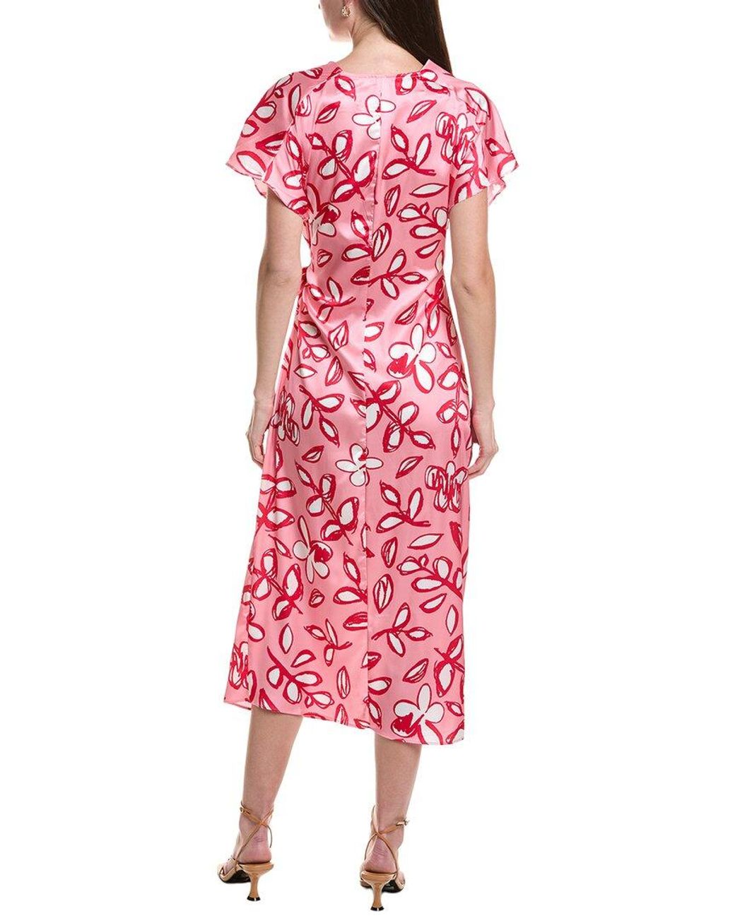 AREA STARS Red Floral Side-Tie Dress
