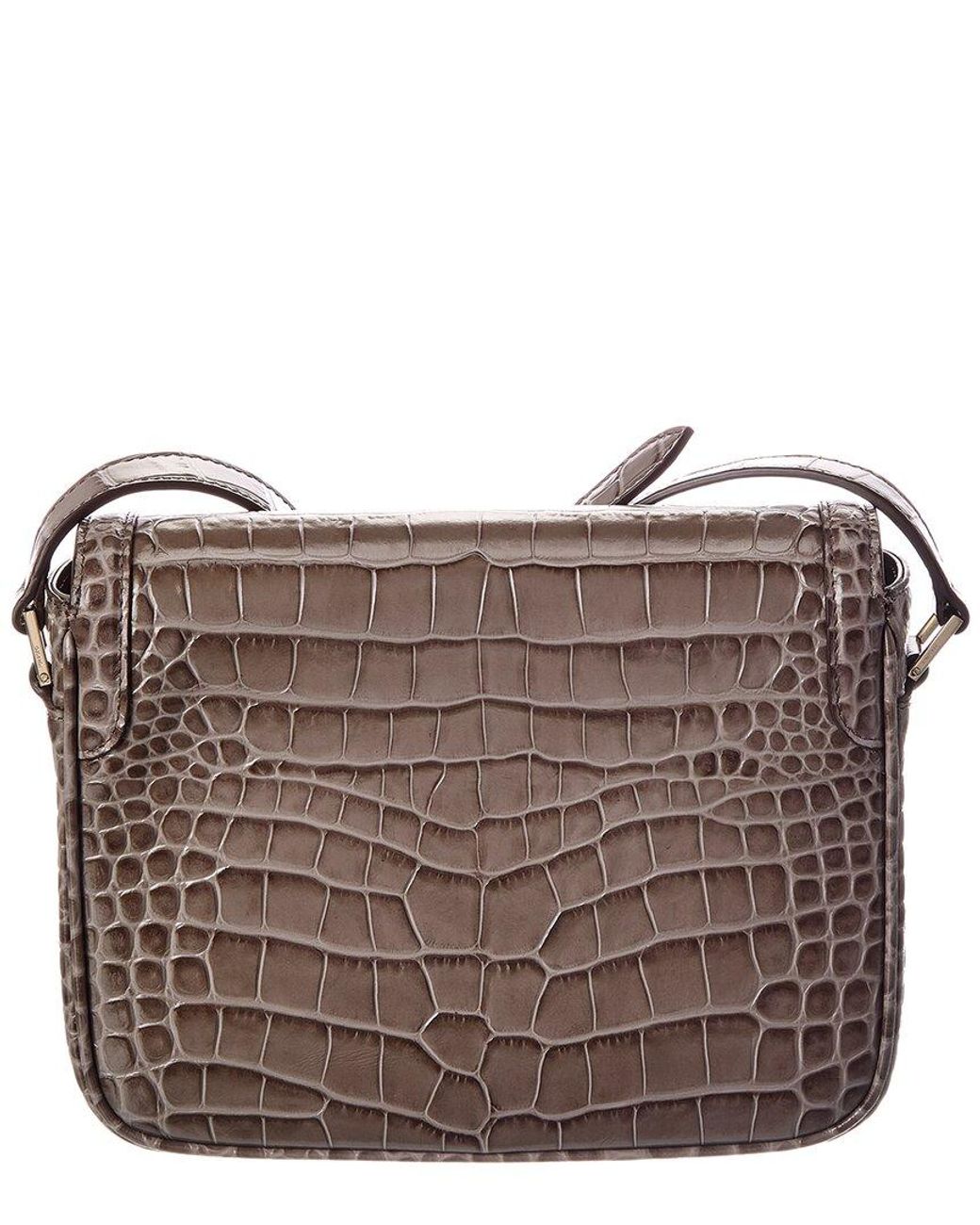 Tom Ford Gray Croc-Embossed Leather Shoulder Bag