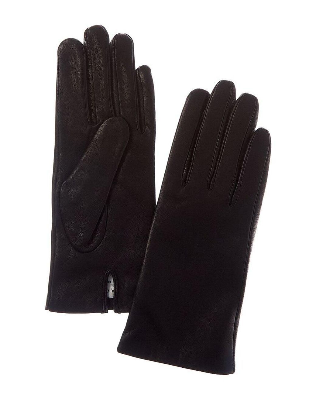 Sofiacashmere Black Sofiacashmere Classic Cashmere-Lined Nappa Leather Gloves