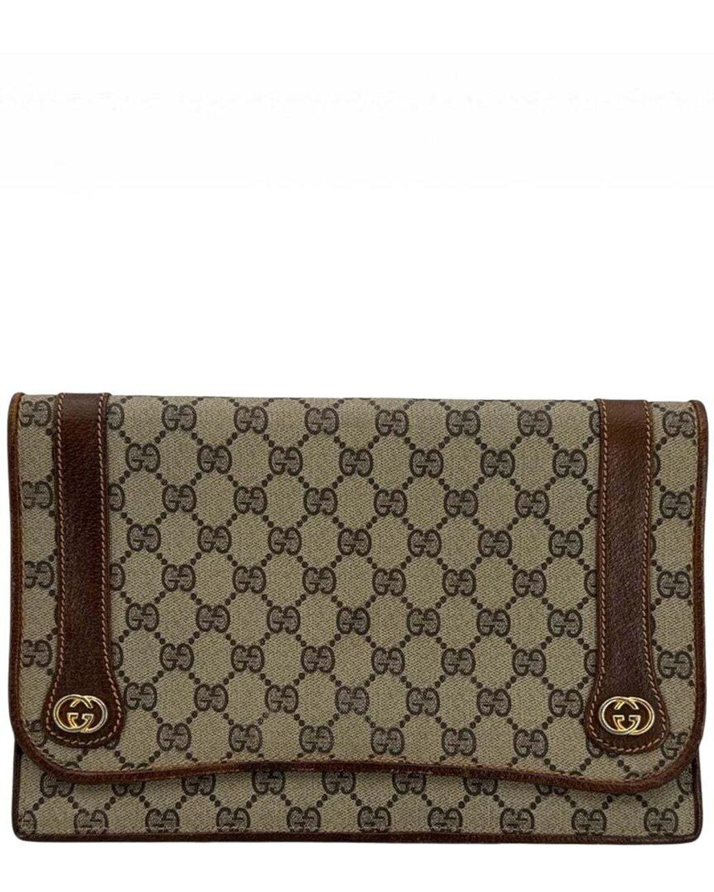 Gucci Brown Cotton Clutch (authentic Pre-loved)