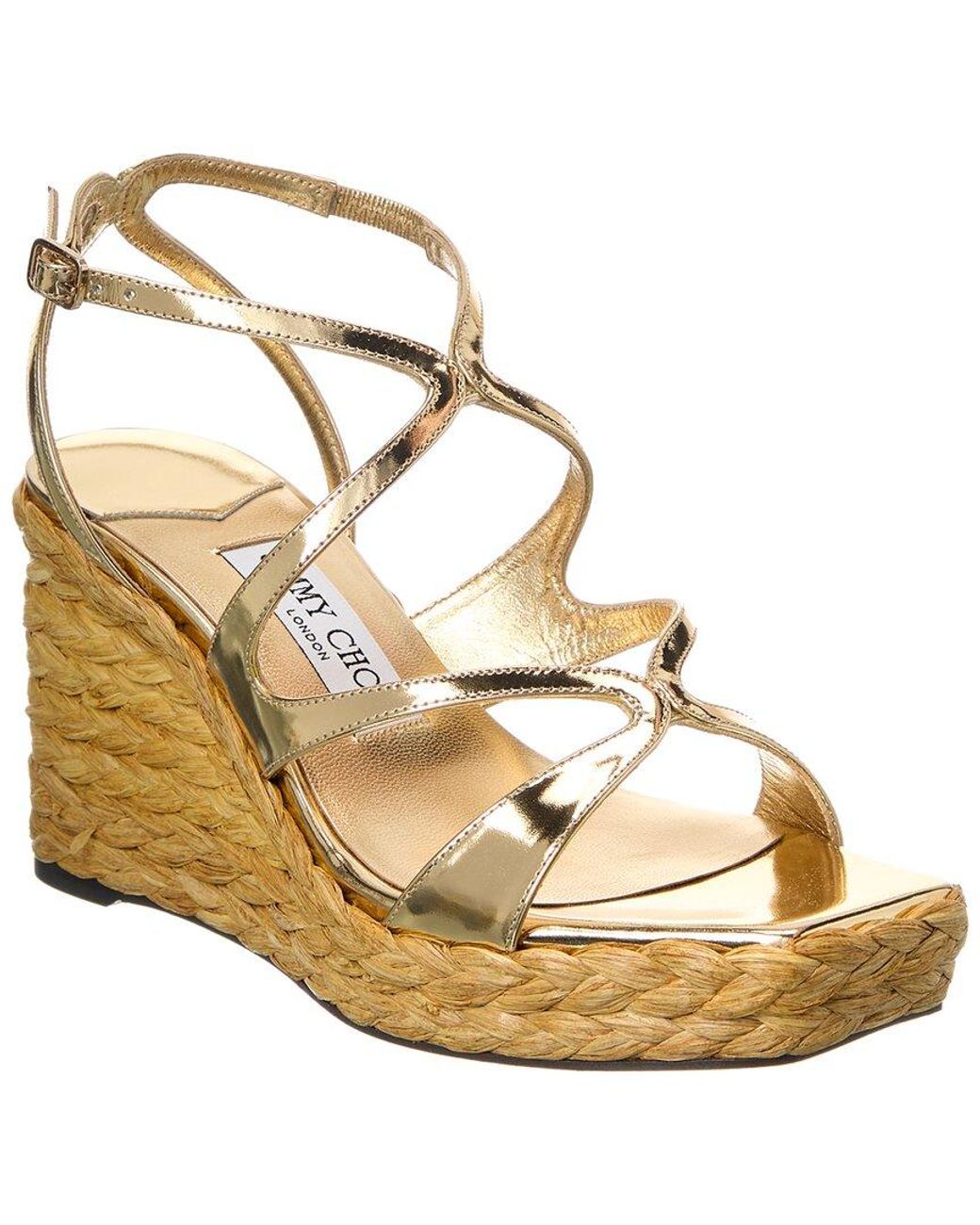 Jimmy Choo Metallic Ayla 85 Leather Wedge Sandal