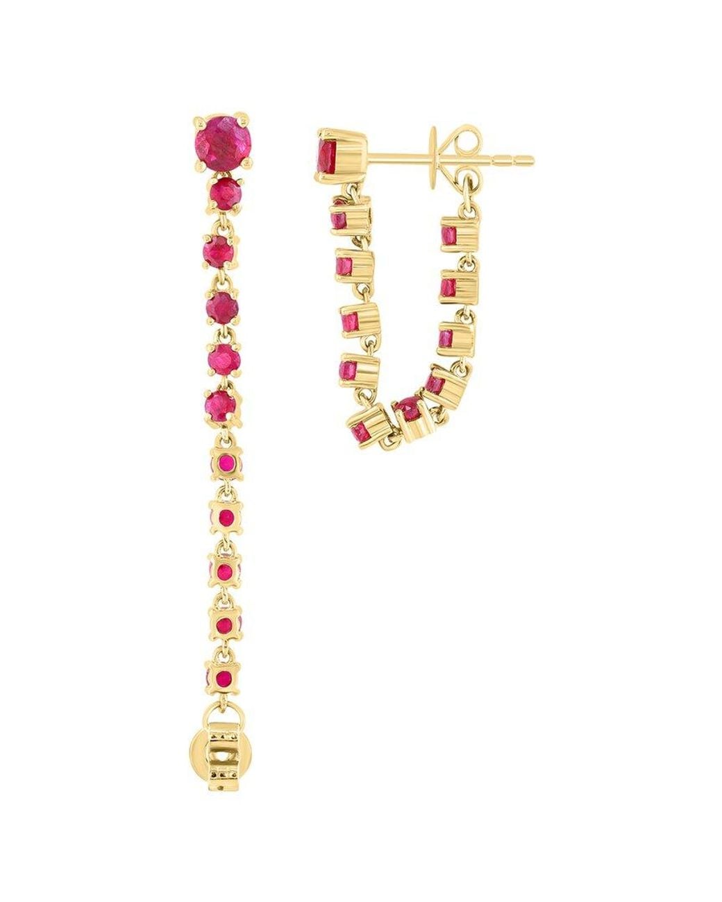 Effy Fine Jewelry White 14K Rose 1.69 Ct. Tw. Ruby Earrings