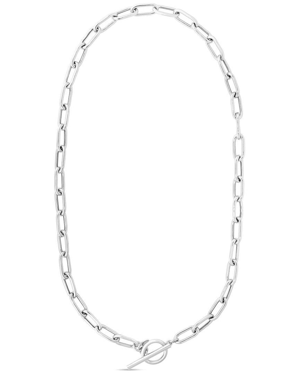 Italian Silver White Toggle Necklace for men