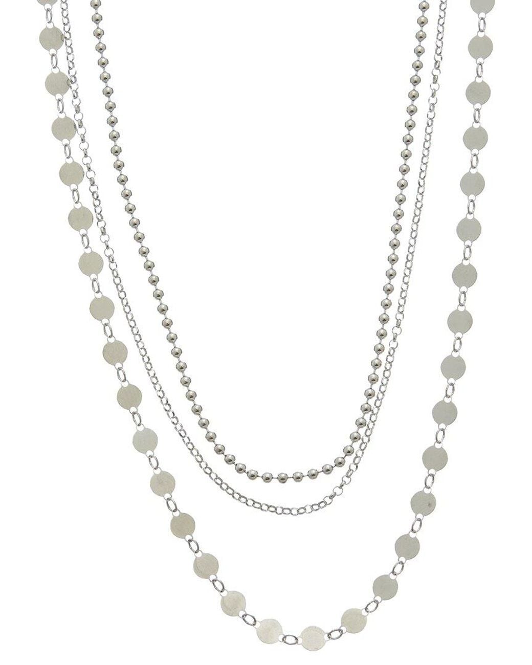 Italian Gold Over Silver White 18K Plated Multi Strand Necklace