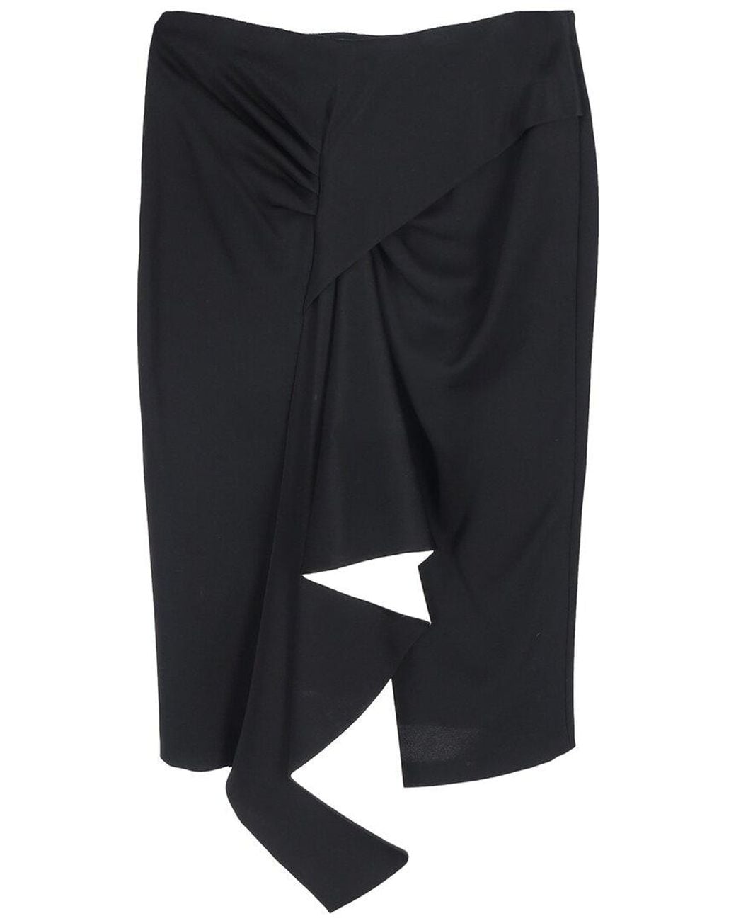 Givenchy Black Asymmetric Draped Knee Skirt, Size Fr (Authentic Pre-Loved)