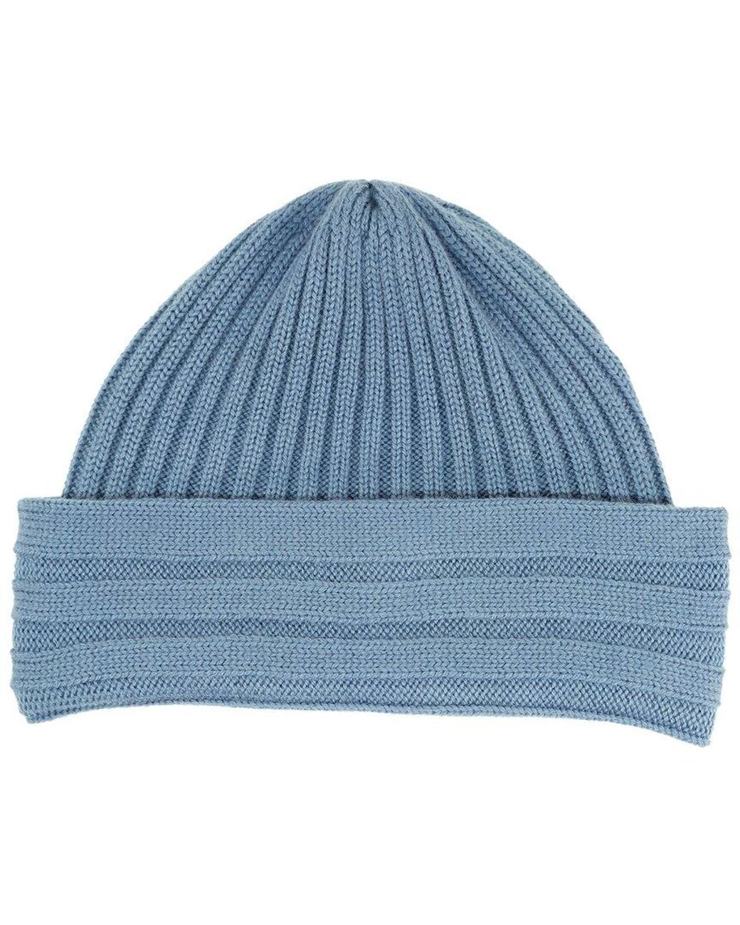 Portolano Blue Chunky Ribbed Wool Beanie for men