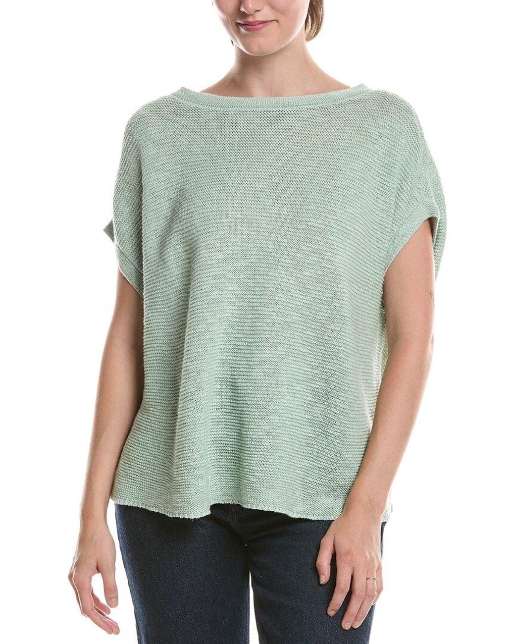 Eileen Fisher Green Linen-Blend Sweater